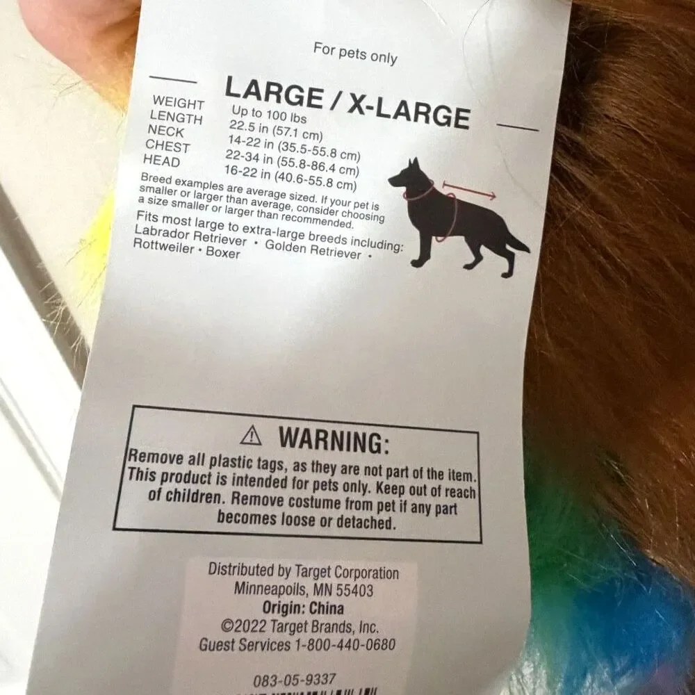 Target #TakePride Rainbow Lion Mane Dog Costume Headwear L/XL NWT Pride Pet